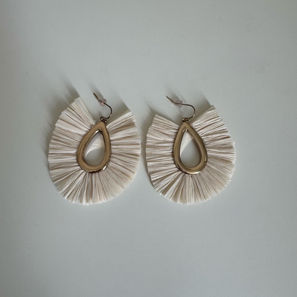 Elegant Gold and Cream Fringe Earrings